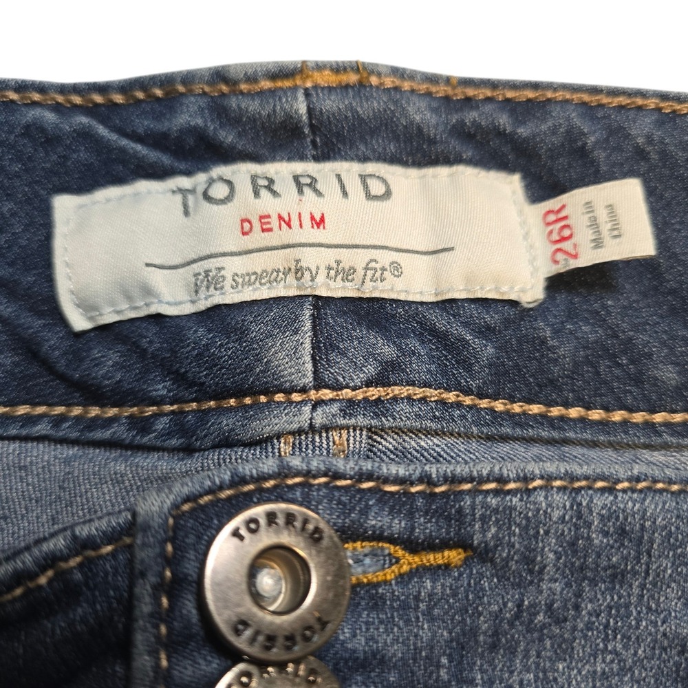 Torrid Women's Denim Mid-Wash Button High Rise Jeggings 26R or 4X - Picture 4 of 12